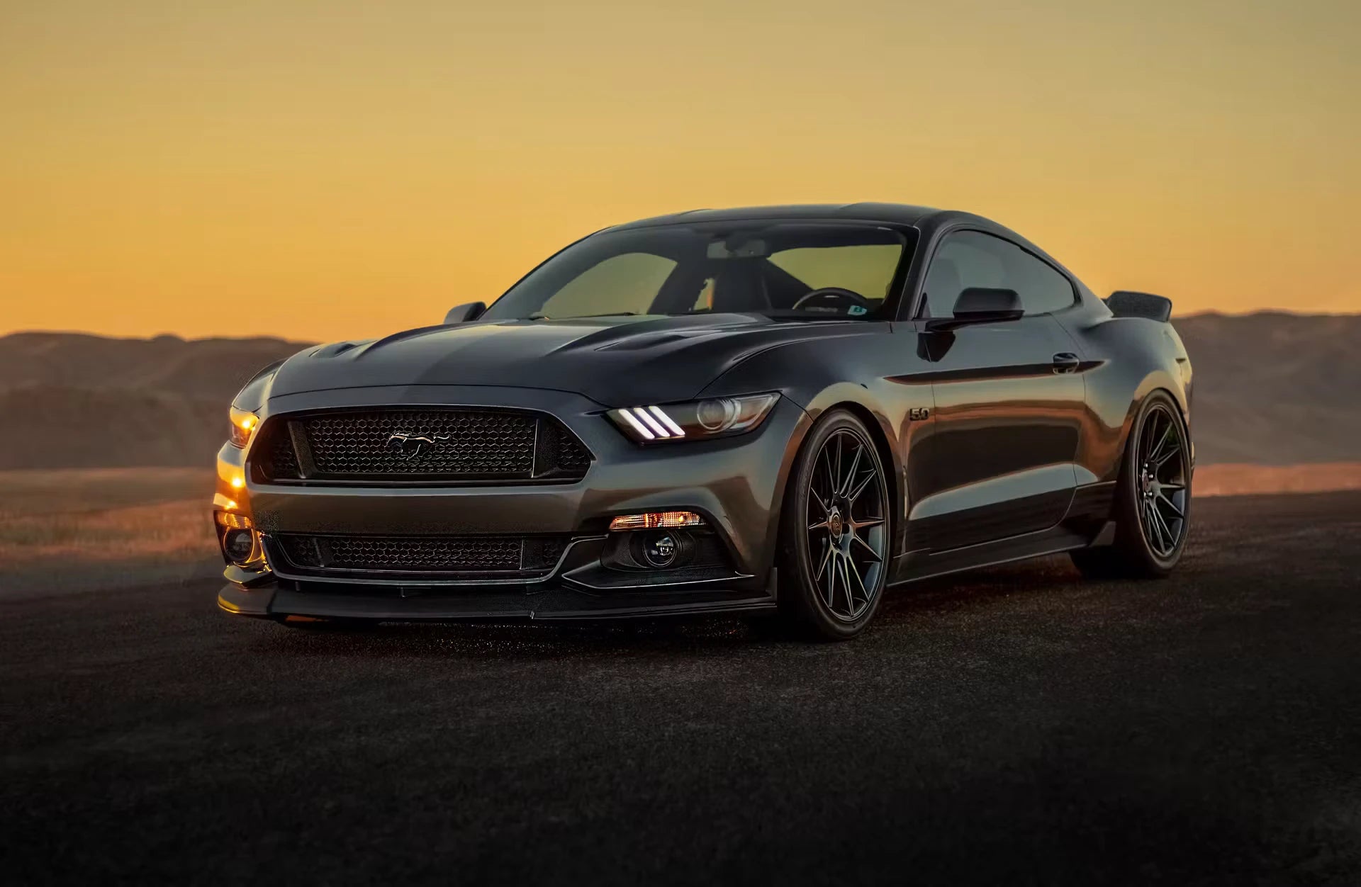 Ford Mustang GT at sunset